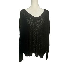 Rag Poets Black Slouchy Open Knit Sweater M – Coastal Cowgirl, Minimalist, Y2K
